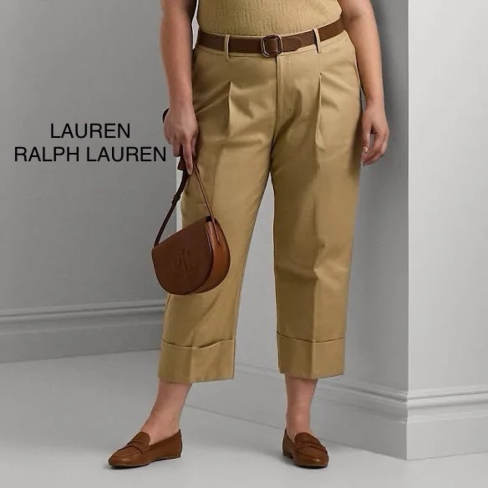 Ralph Lauren Wide Leg Cropped Pants Cotton Blend